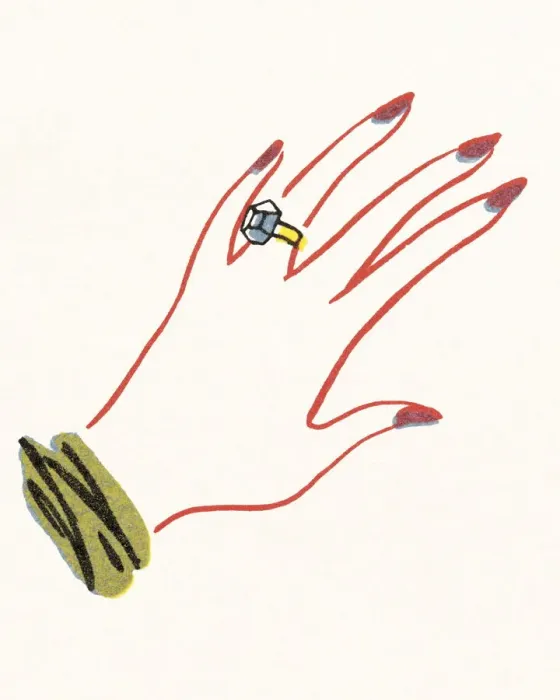 Framed Print : Hand with engagement ring