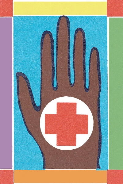 Hand with first aid symbol