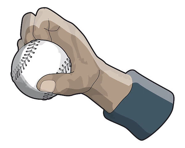 Hand holding baseball
