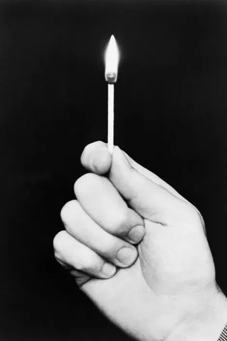 Framed Print : Hand Holding Burning Match Framed Print : Hand Holding Burning Match
