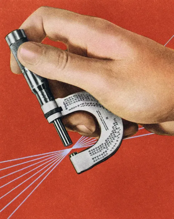 Framed Print : Hand Holding a Micrometer Framed Print : Hand Holding a Micrometer