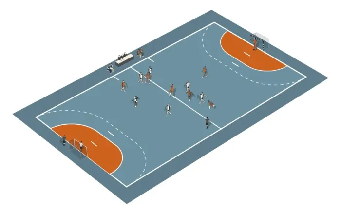 Framed Print : Handball court, players and positions Framed Print : Handball court, players and positions
