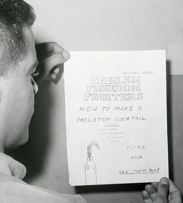 Framed Print : Handbill Instructions on Molotov Cocktail