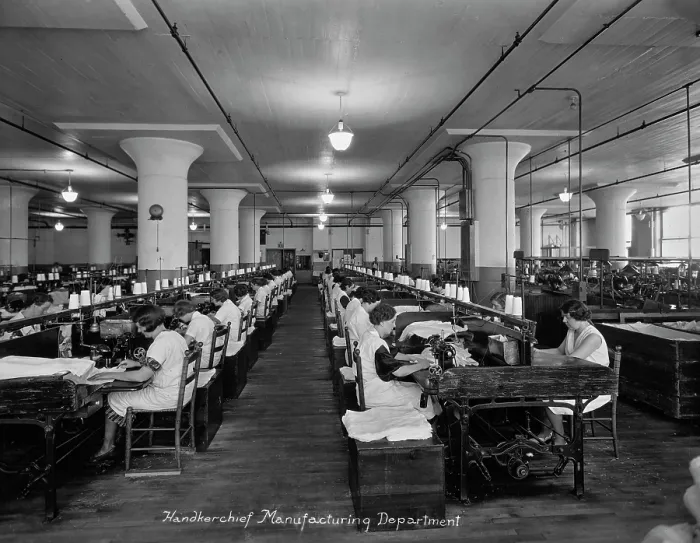 Framed Print : Handkerchief Manufacturing Department Framed Print : Handkerchief Manufacturing Department