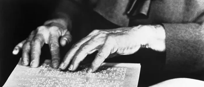 Framed Print : Hands Reading Braille Framed Print : Hands Reading Braille