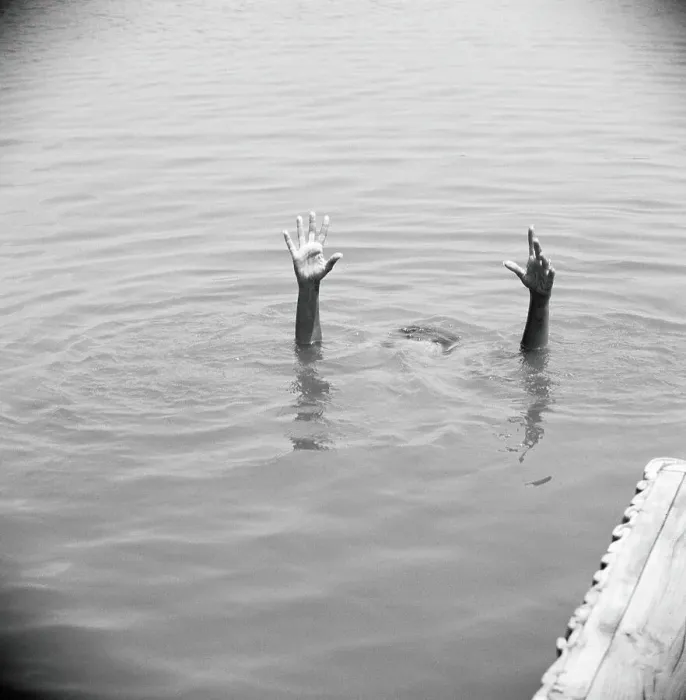 Framed Print : Hands sticking up out of water Framed Print : Hands sticking up out of water