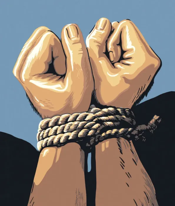 Framed Print : Hands Tied with a Rope Framed Print : Hands Tied with a Rope