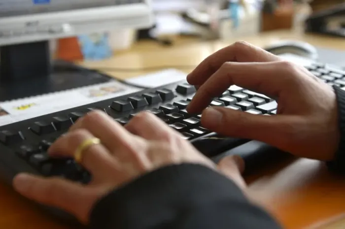 Framed Print : Hands typing on a computer keyboard Framed Print : Hands typing on a computer keyboard