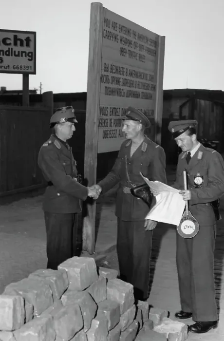 Framed Print : Handshake Across The Border, 1949 Framed Print : Handshake Across The Border, 1949