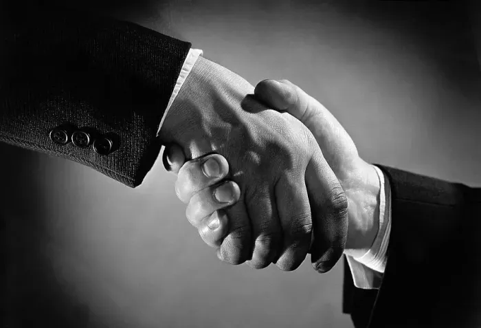 Framed Print : Handshake Between Men / Wearing Suits Framed Print : Handshake Between Men / Wearing Suits