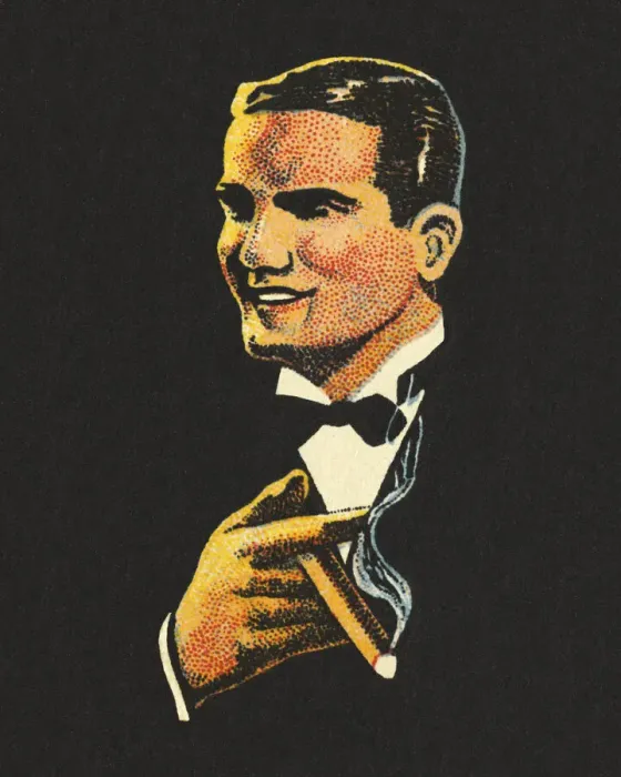 Framed Print : Handsome Man Smoking a Cigar