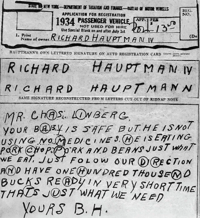 Framed Print : Handwriting Evidence from Lindbergh Case Framed Print : Handwriting Evidence from Lindbergh Case