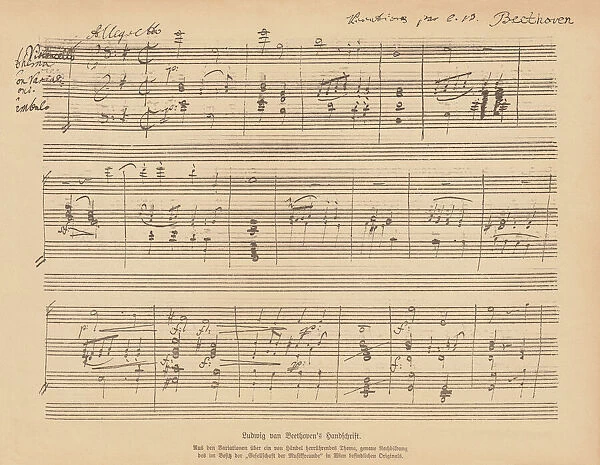 Handwritten manuscript by Ludwig van Beethoven, facsimile, published 1885