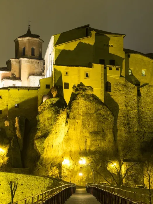 Framed Print : Hanging houses illuminated in the night, Cuenca, Castilla La Mancha, Spain Framed Print : Hanging houses illuminated in the night, Cuenca, Castilla La Mancha, Spain