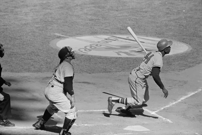 Framed Print : Hank Aaron Batting at the 1958 World Series Framed Print : Hank Aaron Batting at the 1958 World Series