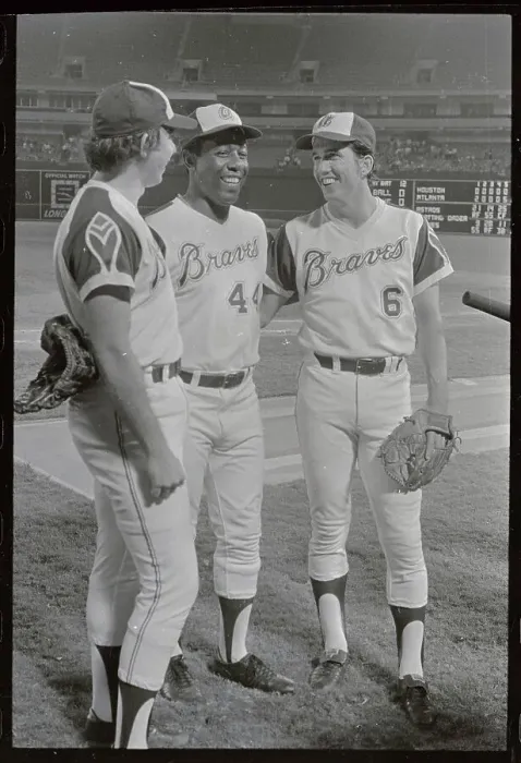 Framed Print : Hank Aaron, Dave Johnson and Darrell Evans Smiling Framed Print : Hank Aaron, Dave Johnson and Darrell Evans Smiling