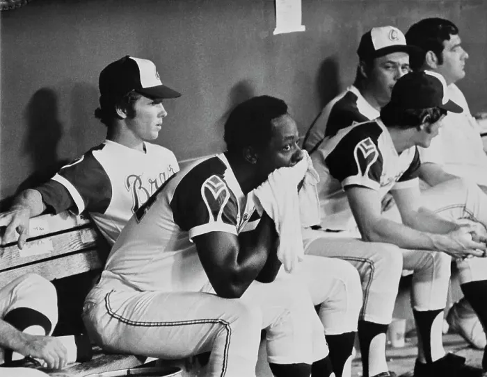 Framed Print : Hank Aaron In Dugout Framed Print : Hank Aaron In Dugout