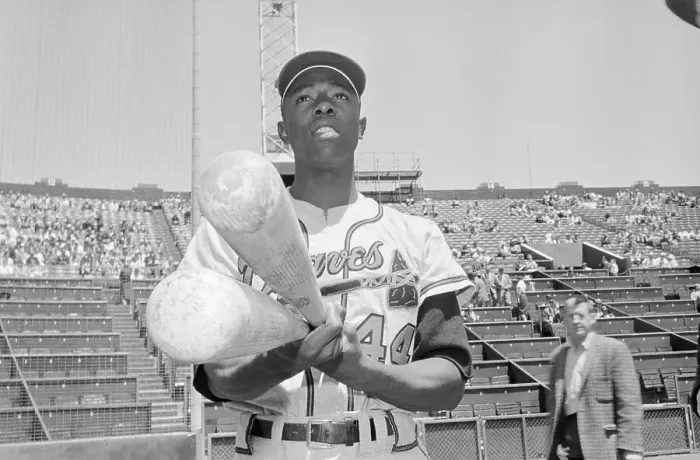 Framed Print : Hank Aaron Holding Baseball Bats Framed Print : Hank Aaron Holding Baseball Bats