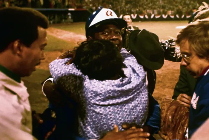 Framed Print : Hank Aaron Being Hugged by His Mother Framed Print : Hank Aaron Being Hugged by His Mother
