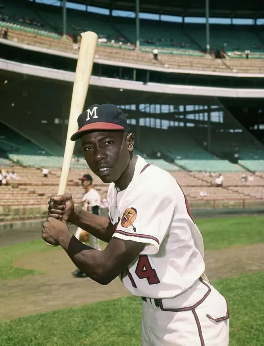 Framed Print : Hank Aaron of the Milwaukee Braves Holding Bat Framed Print : Hank Aaron of the Milwaukee Braves Holding Bat