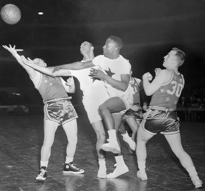 Framed Print : Hank Aaron Playing Basketball
