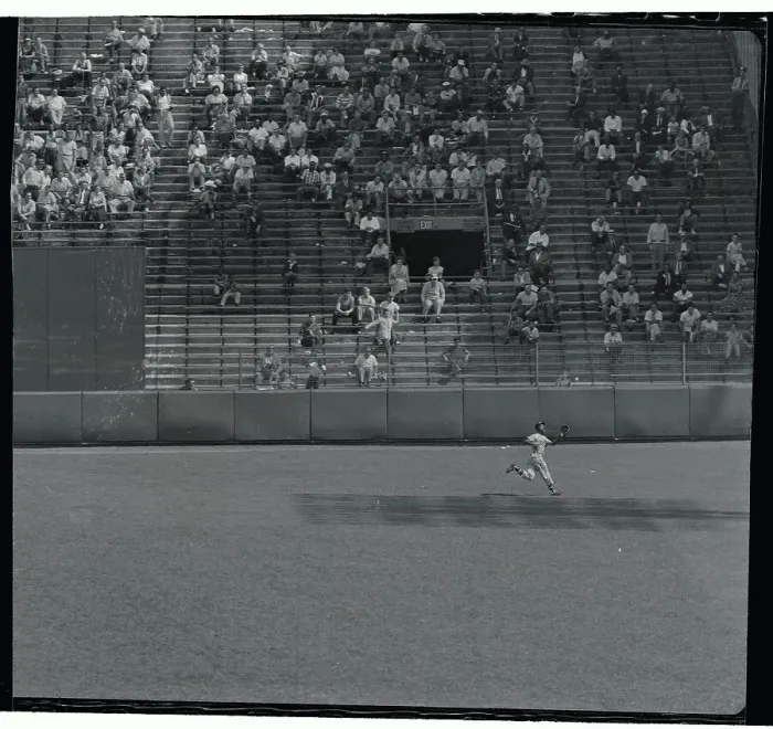 Framed Print : Hank Aaron Running to Catch Baseball Framed Print : Hank Aaron Running to Catch Baseball