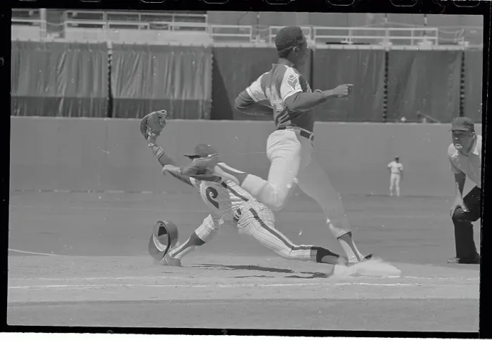 Framed Print : Hank Aaron Safe at First Base Framed Print : Hank Aaron Safe at First Base