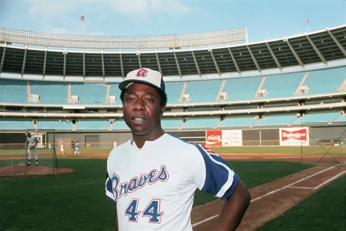 Framed Print : Hank Aaron Standing in Stadium Framed Print : Hank Aaron Standing in Stadium