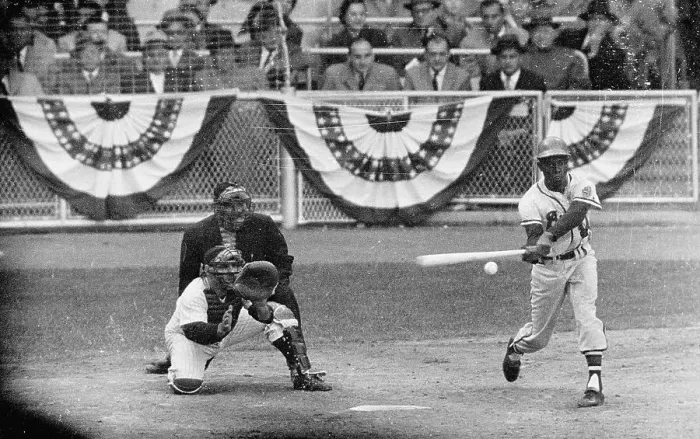 Framed Print : Hank Aaron Strikes Out During World Series Game Framed Print : Hank Aaron Strikes Out During World Series Game