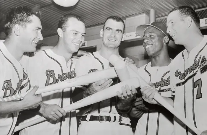 Framed Print : Hank Aaron with Some Teammates Framed Print : Hank Aaron with Some Teammates