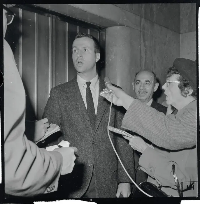 Framed Print : Hank Bloomgarden Talking to Reporters Framed Print : Hank Bloomgarden Talking to Reporters