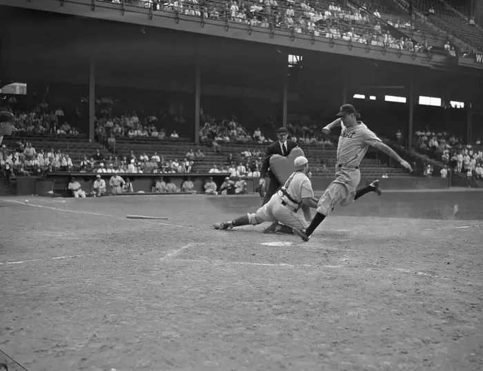 Framed Print : Hank Greenberg Crosses The Plate Framed Print : Hank Greenberg Crosses The Plate
