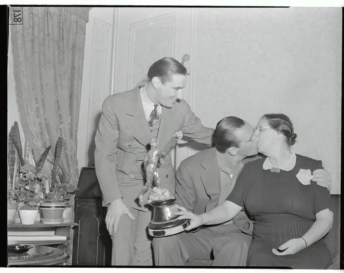 Framed Print : Hank Greenberg Giving His Mother a Kiss Framed Print : Hank Greenberg Giving His Mother a Kiss