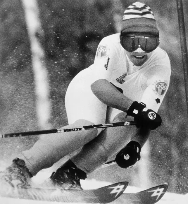 Framed Print : Hanni Wenzel Skiing on Slope Framed Print : Hanni Wenzel Skiing on Slope