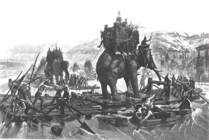 Framed Print : Hannibal Crossing Rhone On Elephants Framed Print : Hannibal Crossing Rhone On Elephants