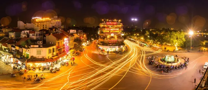 Framed Print : Hanoi Old Quarter panorama (Dong Kinh Nghia Thuc square) by night Framed Print : Hanoi Old Quarter panorama (Dong Kinh Nghia Thuc square) by night