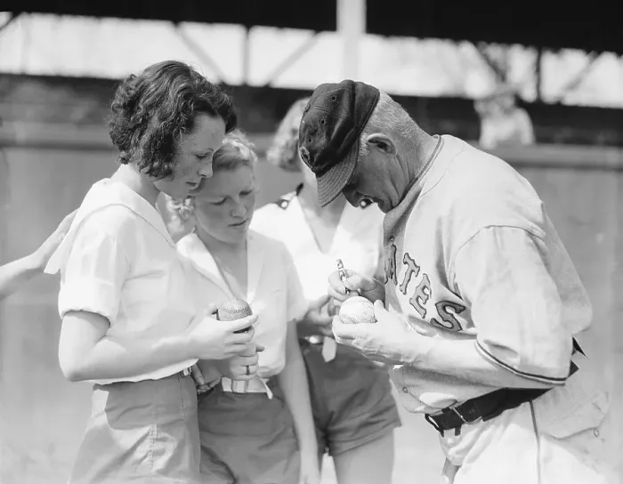 Framed Print : Hans Wagner Signing Baseball For Woman Framed Print : Hans Wagner Signing Baseball For Woman