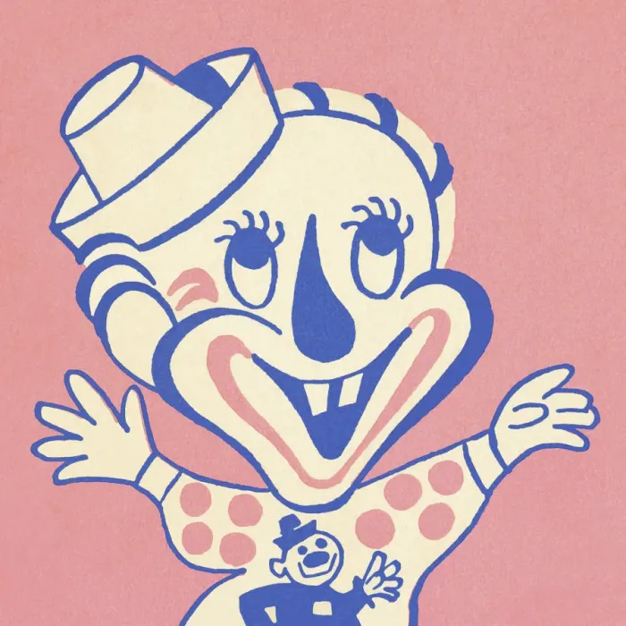 Framed Print : Happy Clown on Pink Background Framed Print : Happy Clown on Pink Background
