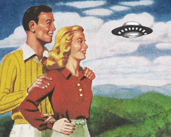 Happy Couple Watching a UFO