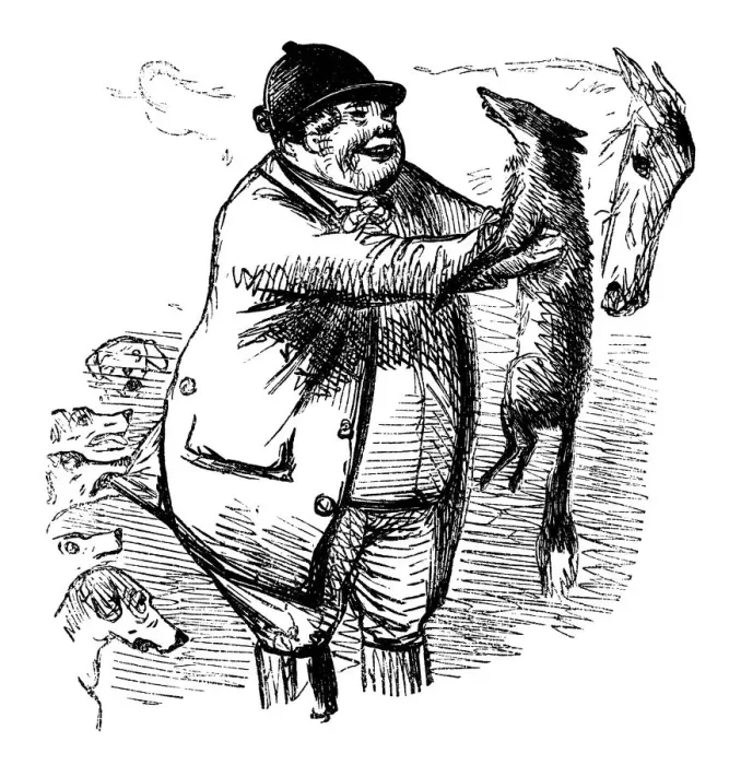 Framed Print : Happy fox hunting man holding a dead fox Framed Print : Happy fox hunting man holding a dead fox