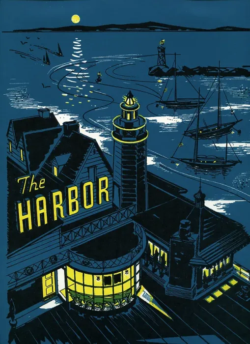 Framed Print : Harbor. USA - 1956: A menu for The Harbour reads The Harbour from 1956 in USA Framed Print : Harbor. USA - 1956: A menu for The Harbour reads The Harbour from 1956 in USA