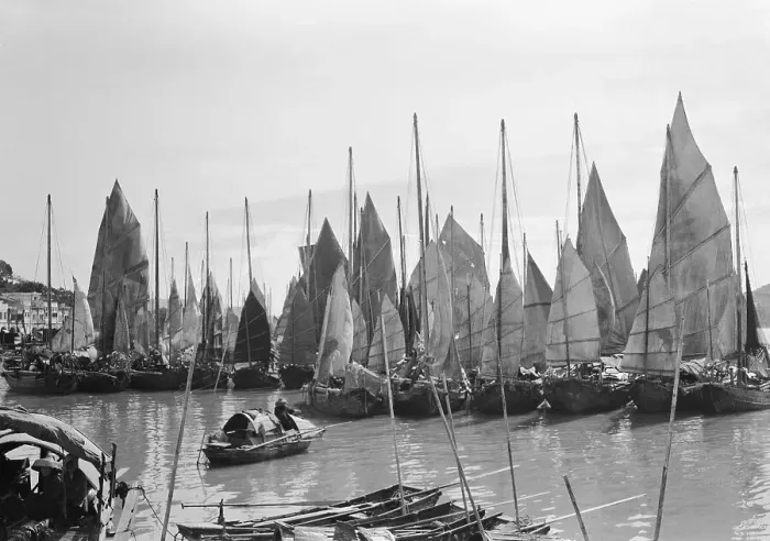 Framed Print : Harbor of Chinese Boats Framed Print : Harbor of Chinese Boats