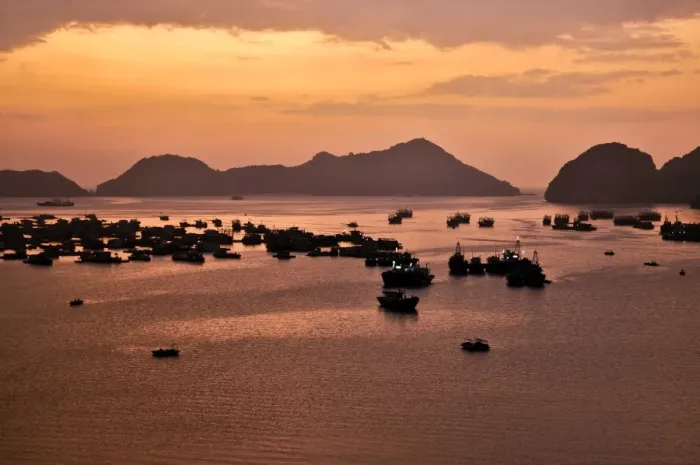 Framed Print : Harbour of Cat Ba, Halong Bay, Vietnam, Southeast Asia