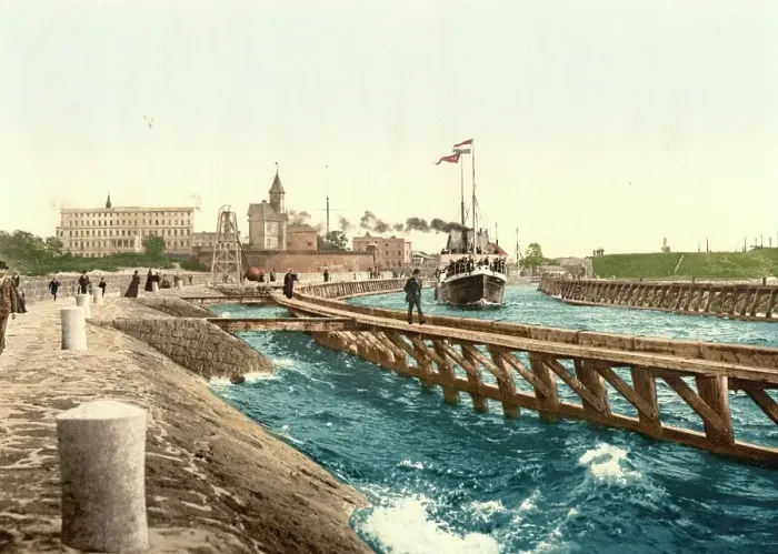 Framed Print : The harbour of Kolberg in Pomerania, formerly Germany, today Kolobrzeg, Poland, Historic, photochrome print from the 1890s Framed Print : The harbour of Kolberg in Pomerania, formerly Germany, today Kolobrzeg, Poland, Historic, photochrome print from the 1890s