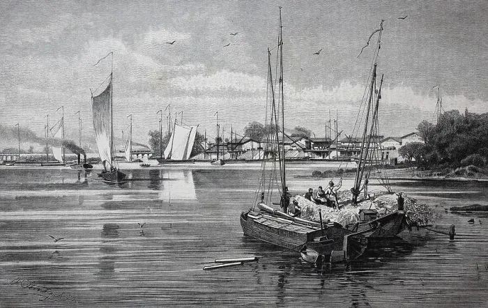 Framed Print : The harbour of Wallwitzhafen on the Elbe, 1886, Saxony-Anhalt, Germany, History, digital reproduction of an original 19th-century painting Framed Print : The harbour of Wallwitzhafen on the Elbe, 1886, Saxony-Anhalt, Germany, History, digital reproduction of an original 19th-century painting