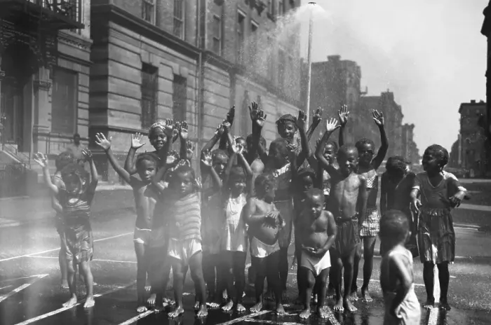 Framed Print : Harlem Children Playing In Fire Hydrant