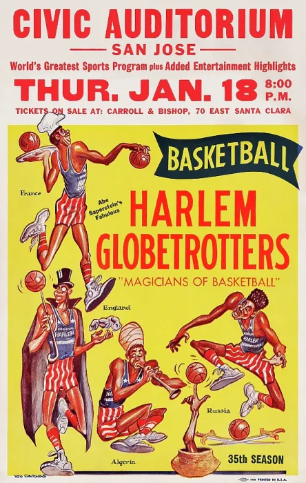 Framed Print : Harlem Globetrotters At The San Jose Civic Auditorium