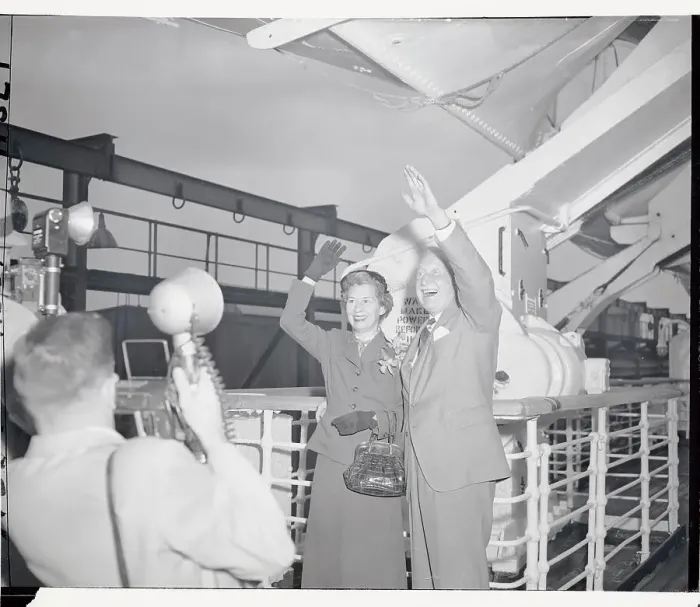 Framed Print : Harlow Curtice and His Wife Waving Framed Print : Harlow Curtice and His Wife Waving