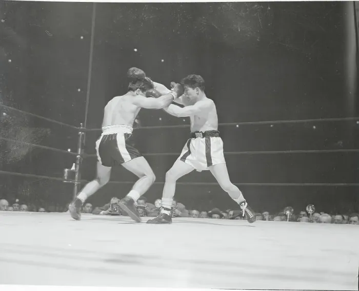 Framed Print : Harold Green Fighting Marcel Cerdan Framed Print : Harold Green Fighting Marcel Cerdan