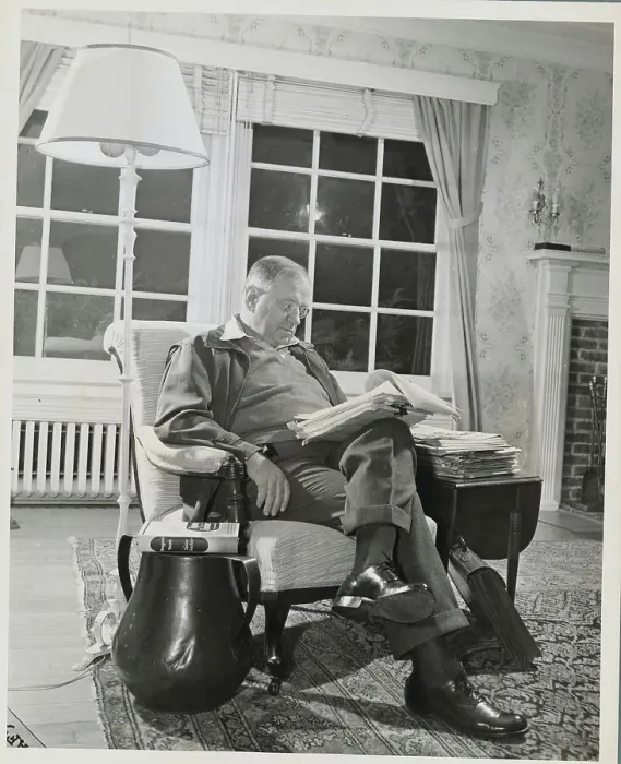 Framed Print : Harold Ickes Reading Papers Framed Print : Harold Ickes Reading Papers